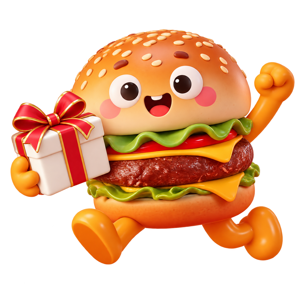 me77 burger mascot cheering